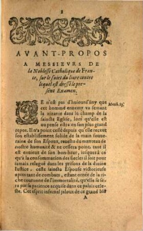 Examen du Traité de M. Jean Savaron de la Souveraineté du Roy et e son Royaume