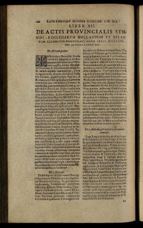 Liber XII. / De Actis Provincialis Synodi, Ecclesiarum Hollandiae Et Zelandiae Celebratis Dordoraci ...