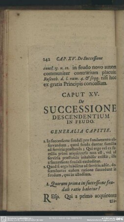 XV. De Successione Descendentium In Feudo