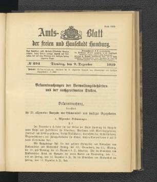 No.294, Dienstag, den 9. Dezember 1919