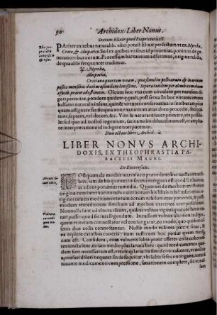 Liber Nonus Archidoxis, Ex Theophrastia Paracelsi Magni