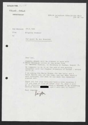 Brief an Ann Braathen, 28.06.1996