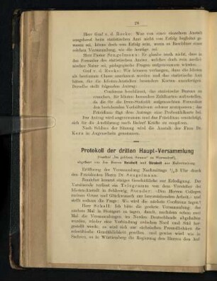 Protokoll der dritten Haupt-Versammlung