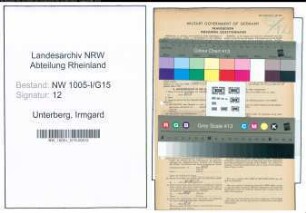 Entnazifizierung Irmgard Unterberg , geb. 27.01.1922 (Kinderpflegerin)