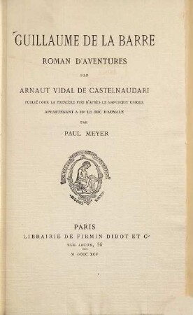 Guillaume de la Barre : Roman d'aventures