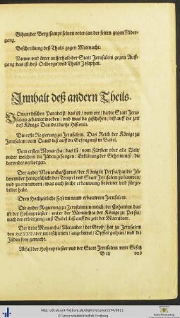 Innhalt deß andern Theils