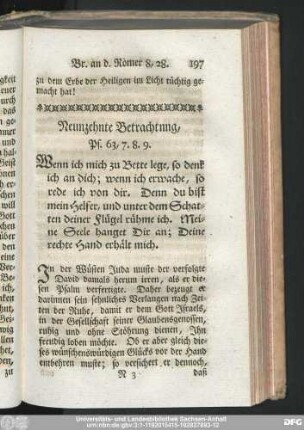 Neunzehnte Betrachtung, Ps. 63, 7. 8. 9.