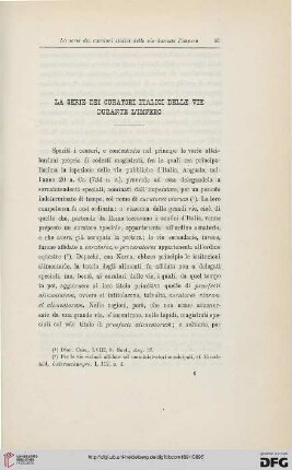 19: La serie dei curatori italici delle vie durante l'impero