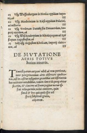 De Mutatione Aeris Totius huius itineris.