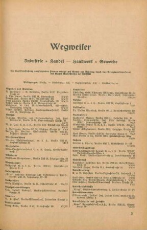 Wegweiser. Industrie. Handel - Handwerk. Gewerbe