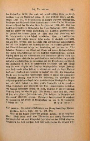 331-332 [Rezension] Lutz, Franz Xaver, Ver sacrum