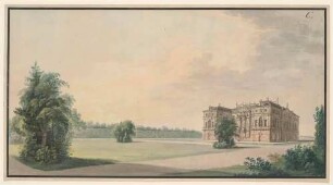 Entwurf für den Platz vor dem Palais im Großen Garten, Ansicht mit Rasenfläche; dazugehöriger Plan C 4294