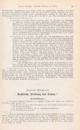 Zweiter Abschnitt. Rechtliche Stellung des Erben