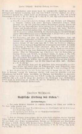 Zweiter Abschnitt. Rechtliche Stellung des Erben