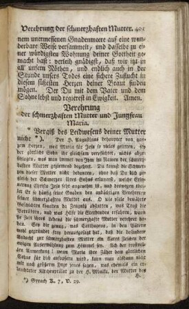 Verehrung der schmerzhaften Mutter. - Litaney von der schmerzhaften Mutter.