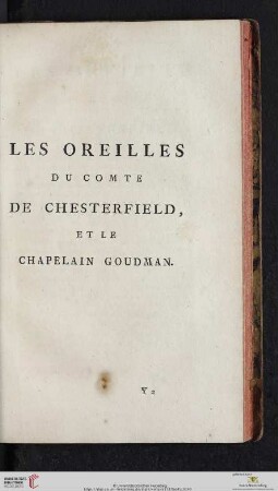Les oreilles du comte de Chesterfield et le chapelain Goumand