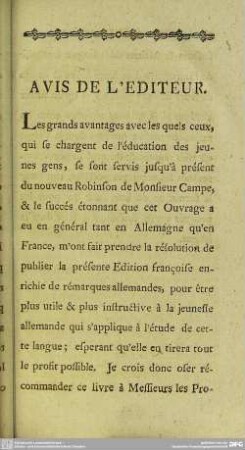 Avis De L'Editeur