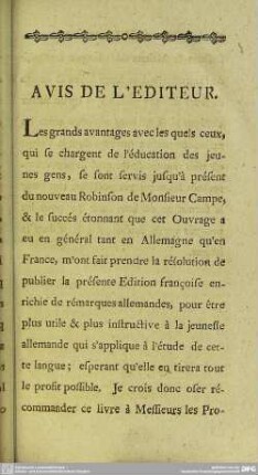 Avis De L'Editeur