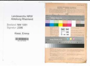 Entnazifizierung Emma Kiese , geb. 08.04.1901 ()