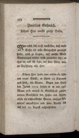 Zwölftes Gespräch. Kühns Herr macht grosse Beute.