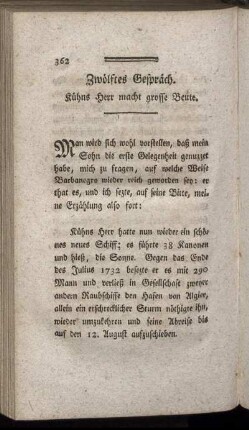 Zwölftes Gespräch. Kühns Herr macht grosse Beute.