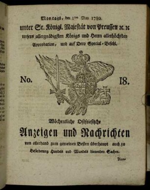 No. 18. Montags, den 1ten May 1780.