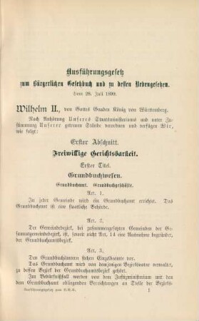 Ausführungsgesetz zum Bürgerlichen Gesetzbuch und zu dessen Nebengesetzen. Vom 28. Juli 1899