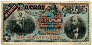Geldschein, 1 Boliviano, 1.1.1887
