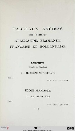 Tableaux anciens des écoles allemande, flamande française et hollandaise (Nr. 1-11)