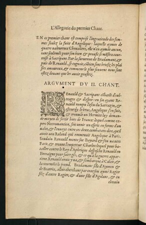 15v-42r, Argument du II. Chant - Chant Troisieme