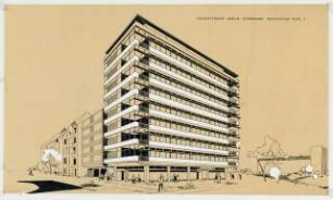 Bürohaus Bayerischer Platz 1 / Landshuter Straße 21, Berlin-Schöneberg: Perspektivische Ansicht