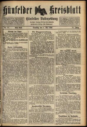 Erste Ausgabe vom Samstag, den 08. Mai 1926.