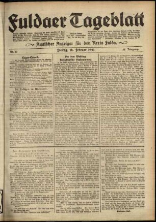 Ausgabe vom Freitag, den 18. Februar 1921.