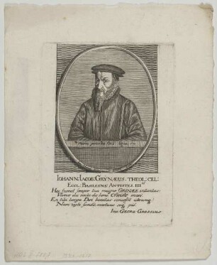 Bildnis des Iohann Iacob Grynaeus