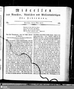Miscellen des Neuesten, Nützlichen und Wissenswürdigen für Jedermann