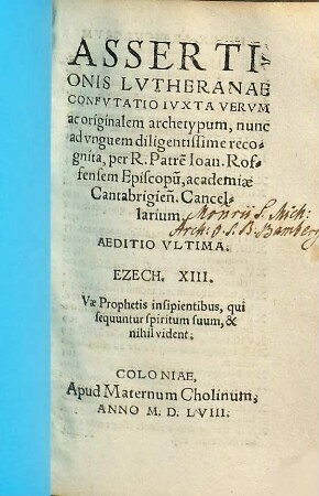 Assertionis Lvtheranae Confvtatio