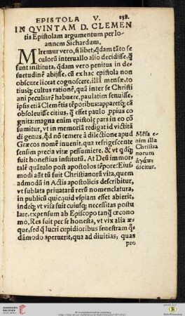 Epistola quinta Sancti Clementis [...]