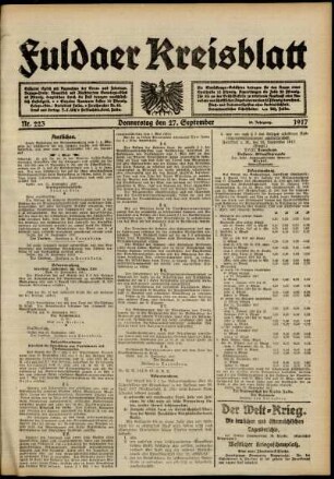 Ausgabe vom Donnerstag, den 27. September 1917.