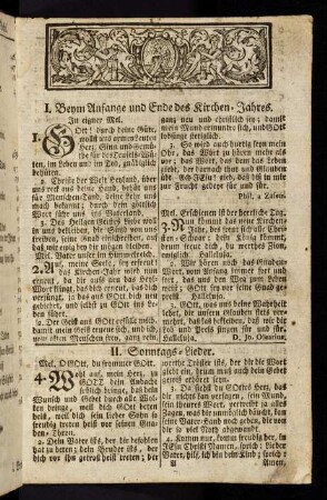 1-1, I. Beym Anfange und Ende des Kirchen-Jahres