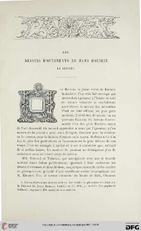 2. Pér. 35.1887: His, Édouard, Les dessins d'ornaments de Hans Holbein le jeune : [Rezension]
