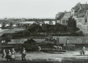Dresden vom rechten Elbufer oberhalb der Augustusbrücke