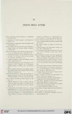 III. Indice degli autori