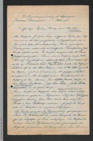 Protokolle der 23. Generalversammlung des ADF 1905 in Halle