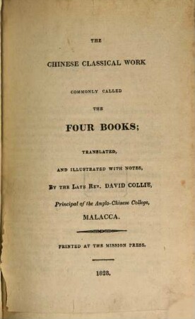 The Chinese classical work commonly called the Four Books
