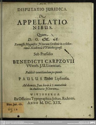 Disputatio juridica de appellationibus