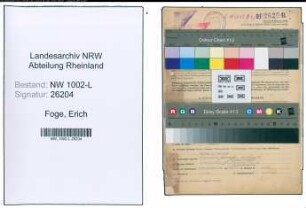 Entnazifizierung Erich Foge , geb. 08.06.1902 (Rechtsanwalt)