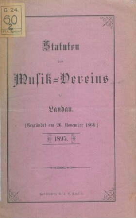 Statuten des Musik-Vereins zu Landau