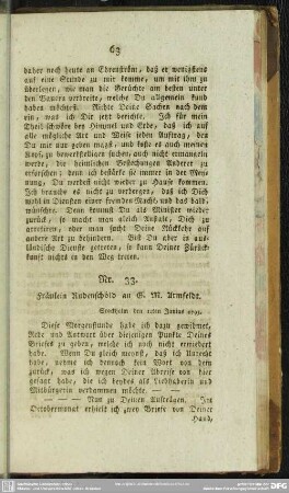 Nr. 33. Fräulein Rudenschöld an G. M. Armfeldt. Stockholm den 12ten Junius 1793