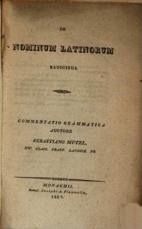 De nominum latinorum radicibus : commentatio grammatica