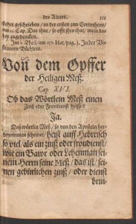 Von dem Opffer der Heiligen Meß. Cap. XVI.